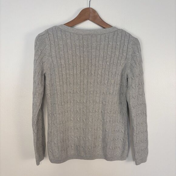 Talbots Women’s SP Sweater Cable Knit Light Gray Metallic Silver Pullover - Picture 4 of 6